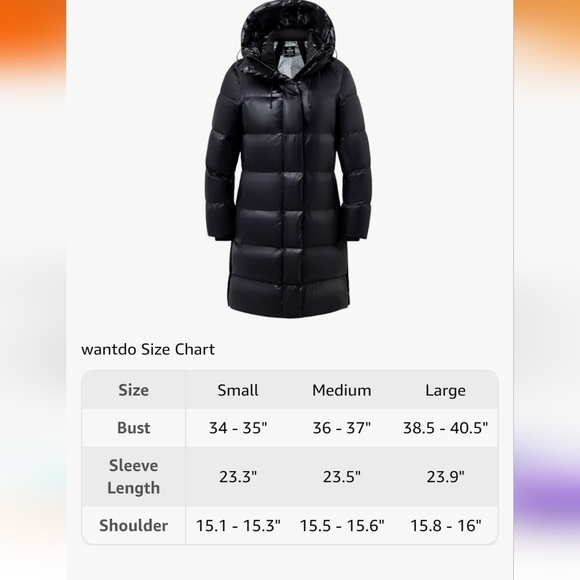 Wantdo Hooded Puffer Jacket- Long Quilted Medium NWT - Picture 6 of 16